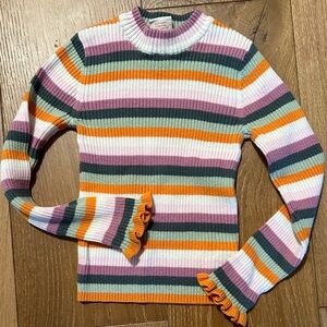 Girl 5/6 years old Striped Ribbed Turtleneck Sweater cotton.